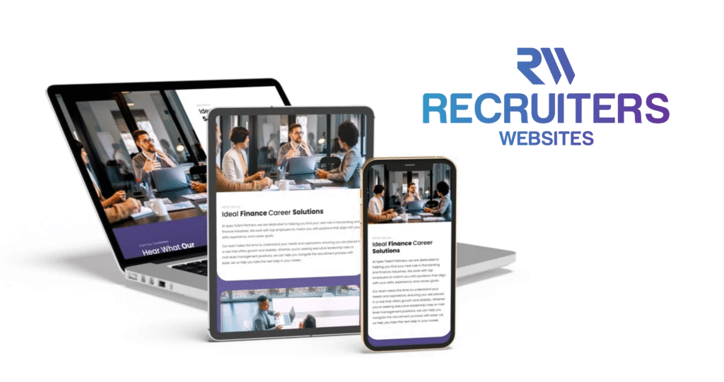 A laptop computer, tablet and cell phone showing a Blueprint Foundations website from Recruiters Websites