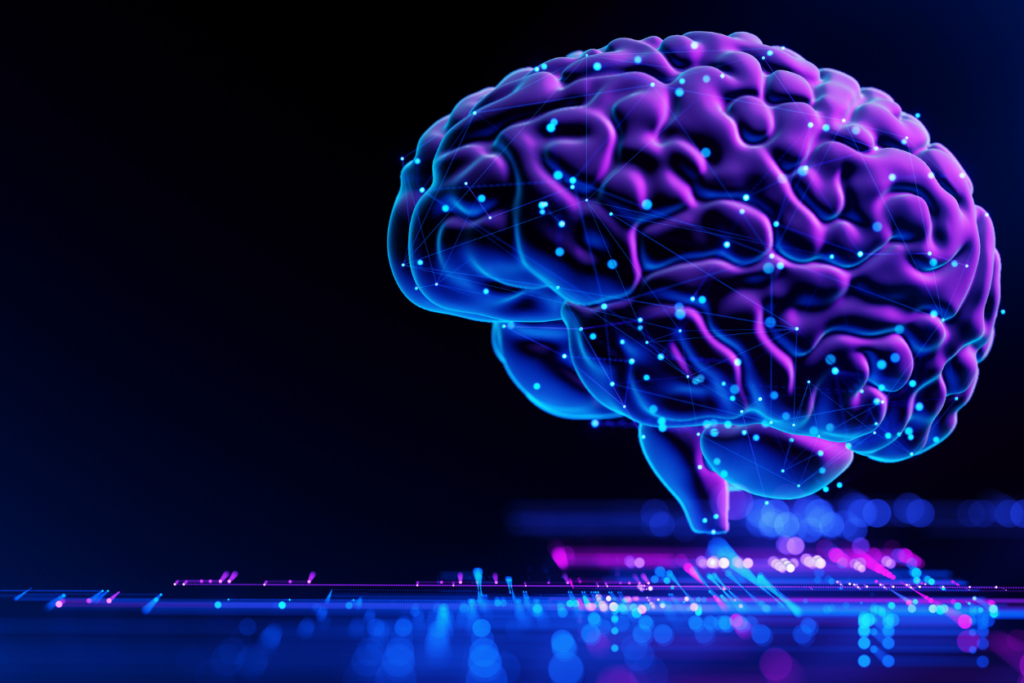 Brain and tech images representing RW iQ and AI marketing platform